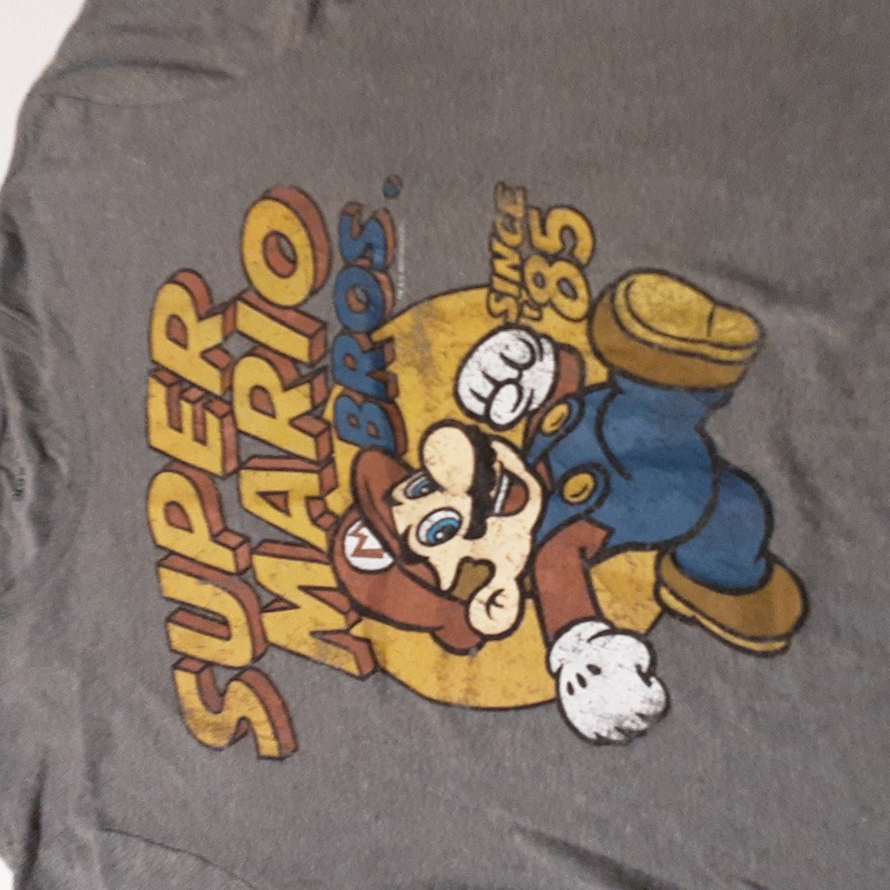 Gray mario kids shirt.